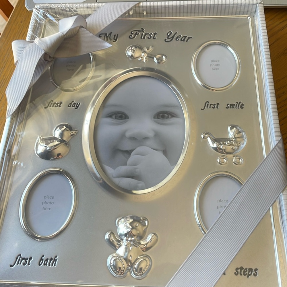 First Impressions Baby Photo Frame My First Year -Silver NEW
